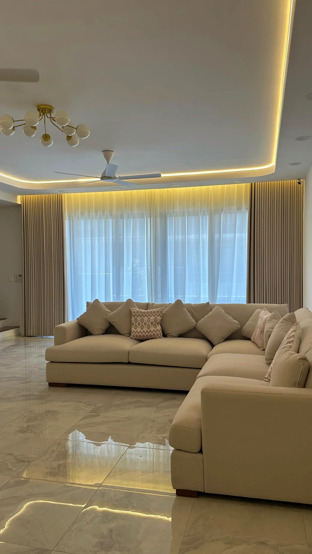 Authentic Ni-Shin Curtain installation photographed in a living room