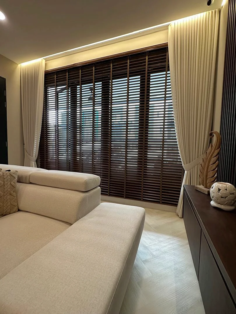 Authentic Ni-Shin Curtain installation photographed in a blinds