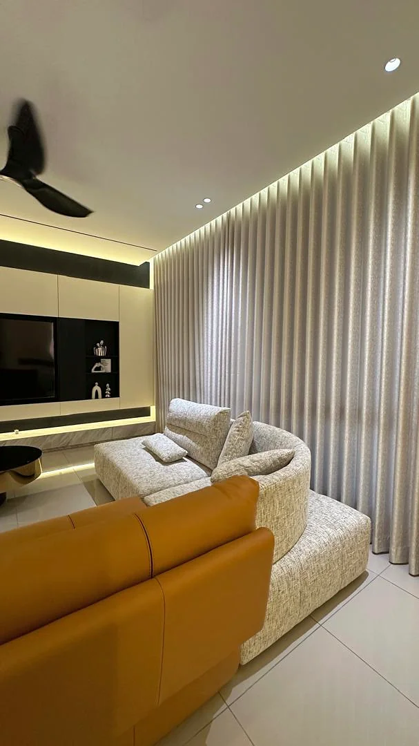 Authentic Ni-Shin Curtain installation photographed in a living room